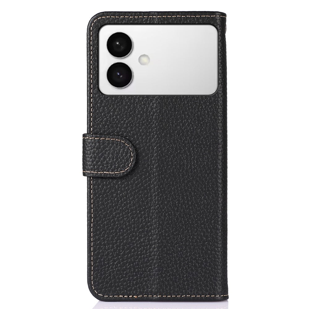 KHAZNEH-For-Samsung-Galaxy-S26-Edge-Case-Genuine-Cow-Leather-Flip-Phone-Cover-Black