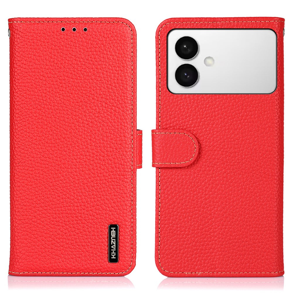 KHAZNEH-For-Samsung-Galaxy-S26-Edge-Case-Genuine-Cow-Leather-Flip-Phone-Cover-Red