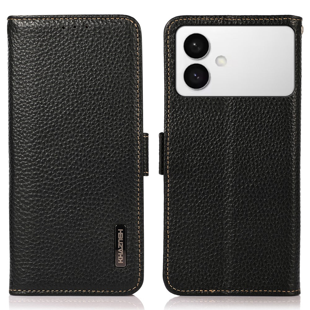 KHAZNEH-for-Samsung-Galaxy-S26-Edge-Phone-Case-Genuine-Cow-Leather-Cover-RFID-Blocking-Black
