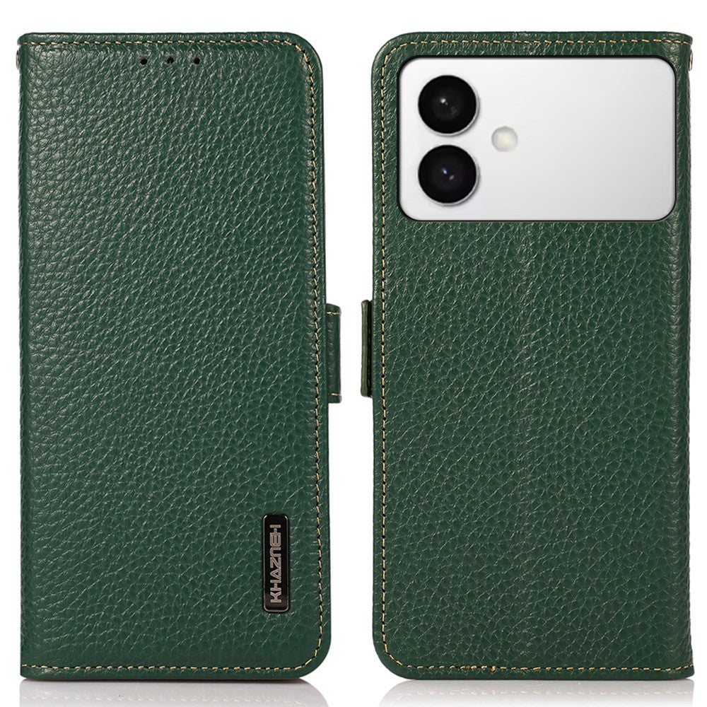 KHAZNEH-for-Samsung-Galaxy-S26-Edge-Phone-Case-Genuine-Cow-Leather-Cover-RFID-Blocking-Green