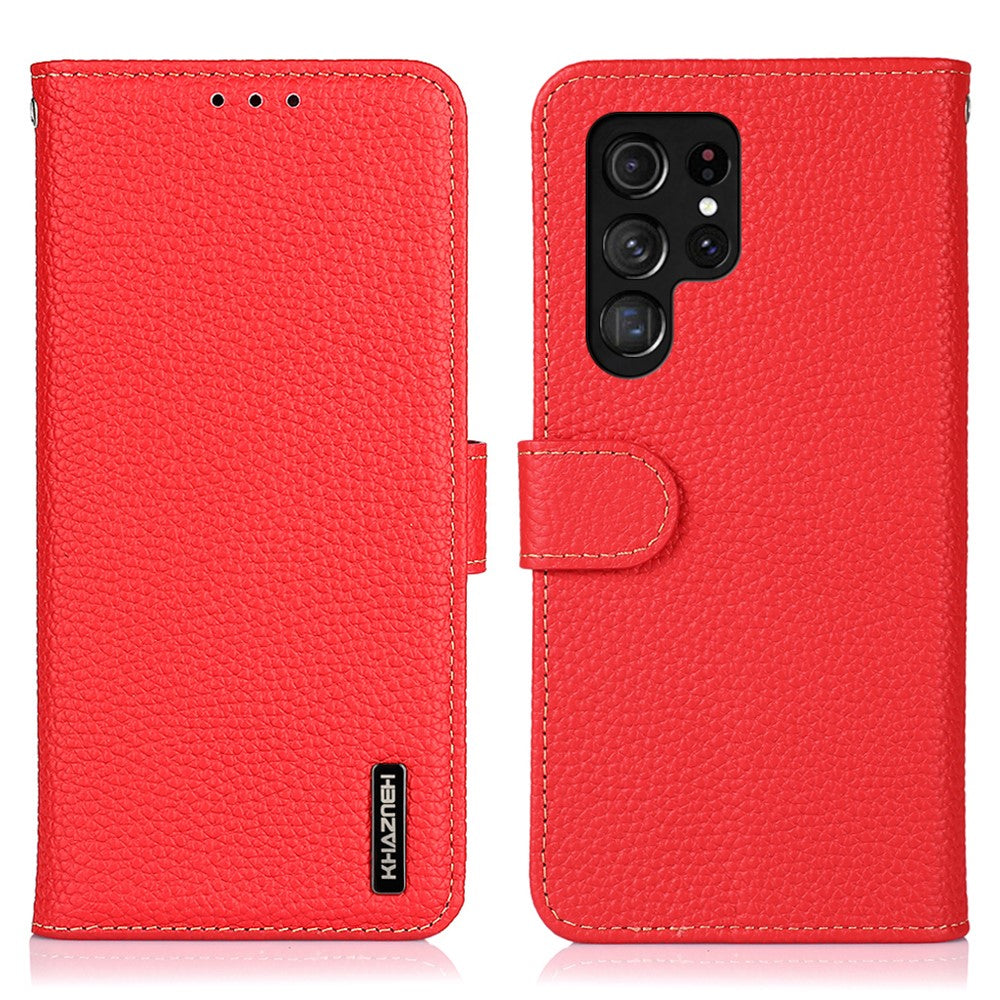 KHAZNEH-For-Samsung-Galaxy-S26-Ultra-Case-Genuine-Cow-Leather-Flip-Phone-Cover-Red