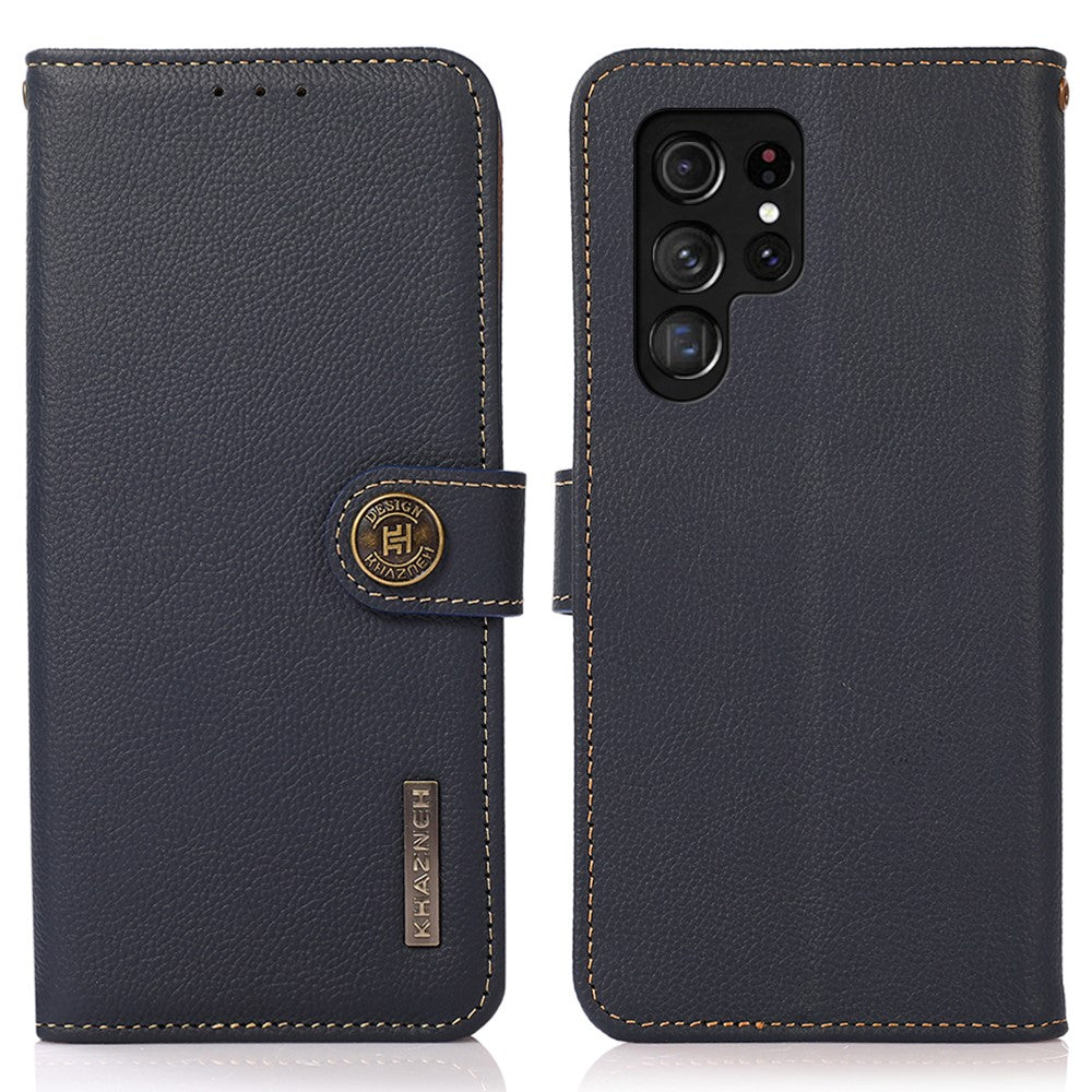 KHAZNEH-for-Samsung-Galaxy-S26-Ultra-Case-Genuine-Cow-Leather-Wallet-Phone-Cover-Blue