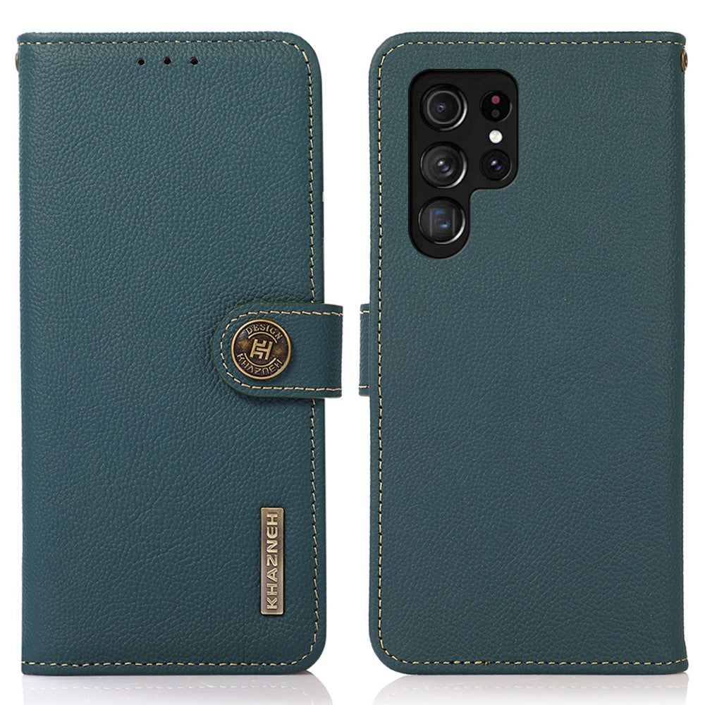 KHAZNEH-for-Samsung-Galaxy-S26-Ultra-Case-Genuine-Cow-Leather-Wallet-Phone-Cover-Green