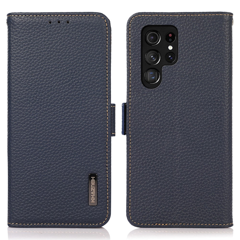 KHAZNEH-for-Samsung-Galaxy-S26-Ultra-Phone-Case-Genuine-Cow-Leather-Cover-RFID-Blocking-Blue
