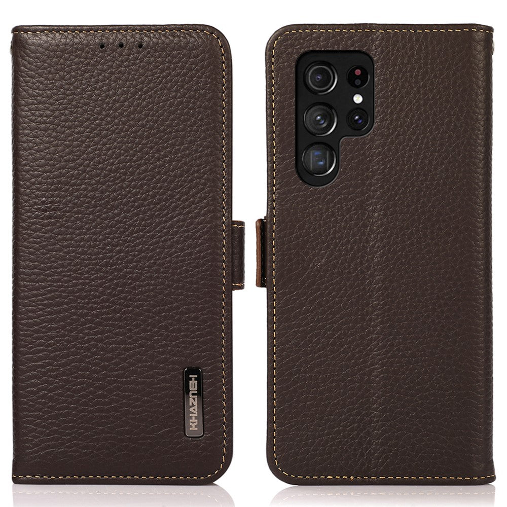 KHAZNEH-for-Samsung-Galaxy-S26-Ultra-Phone-Case-Genuine-Cow-Leather-Cover-RFID-Blocking-Brown