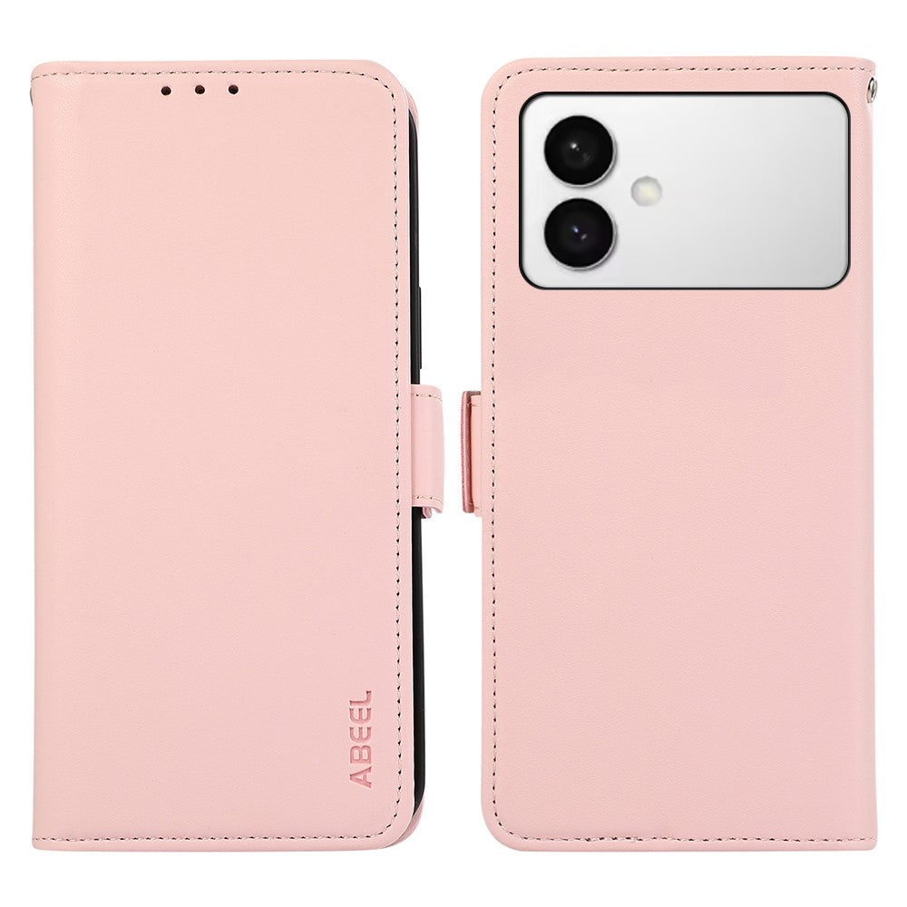 ABEEL-For-Samsung-Galaxy-S26-Edge-Case-Leather-Phone-Cover-with-RFID-Blocking-Wallet-Pink