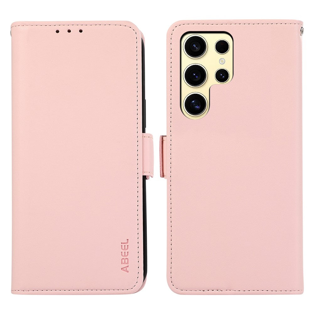 ABEEL-For-Samsung-Galaxy-S26-Ultra-Case-Leather-Phone-Cover-with-RFID-Blocking-Wallet-Pink