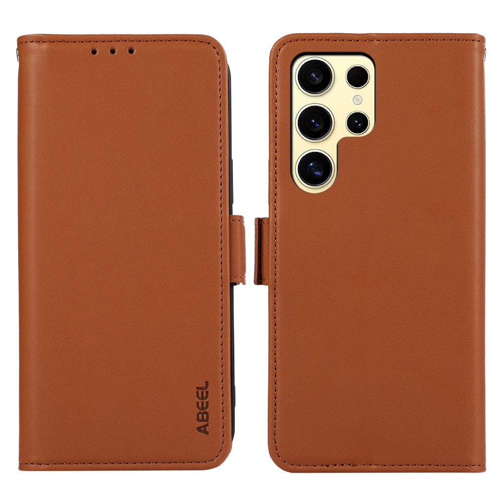 ABEEL-For-Samsung-Galaxy-S26-Ultra-Case-Leather-Phone-Cover-with-RFID-Blocking-Wallet-Brown