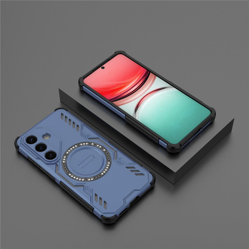 For-Samsung-Galaxy-S26-/-S26-Pro-Magnetic-Case-Butterfly-Armor-Hollow-Heat-Dissipation-PC-+-TPU-Phone-Cover-Blue