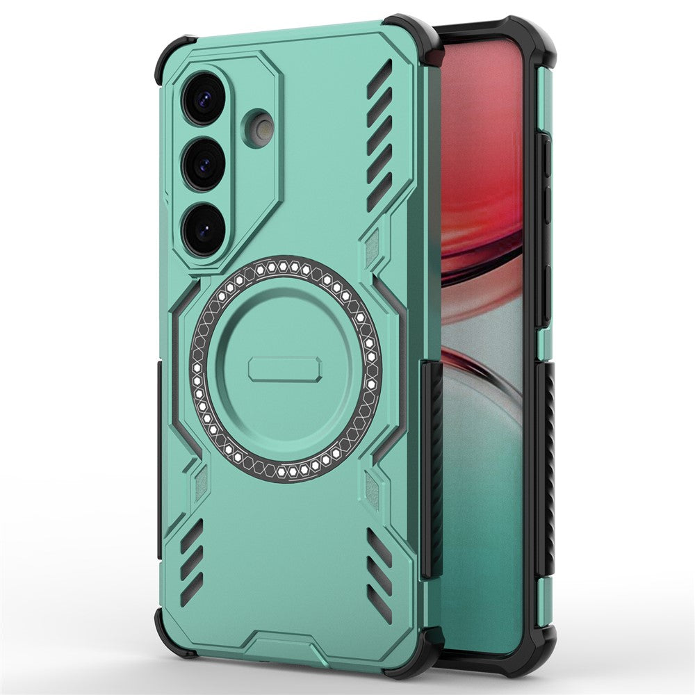 For-Samsung-Galaxy-S26-/-S26-Pro-Magnetic-Case-Butterfly-Armor-Hollow-Heat-Dissipation-PC-+-TPU-Phone-Cover-Green