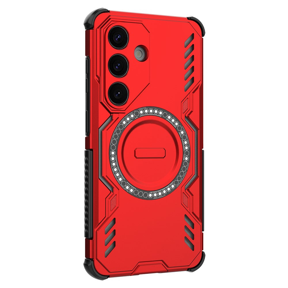 For-Samsung-Galaxy-S26-/-S26-Pro-Magnetic-Case-Butterfly-Armor-Hollow-Heat-Dissipation-PC-+-TPU-Phone-Cover-Red