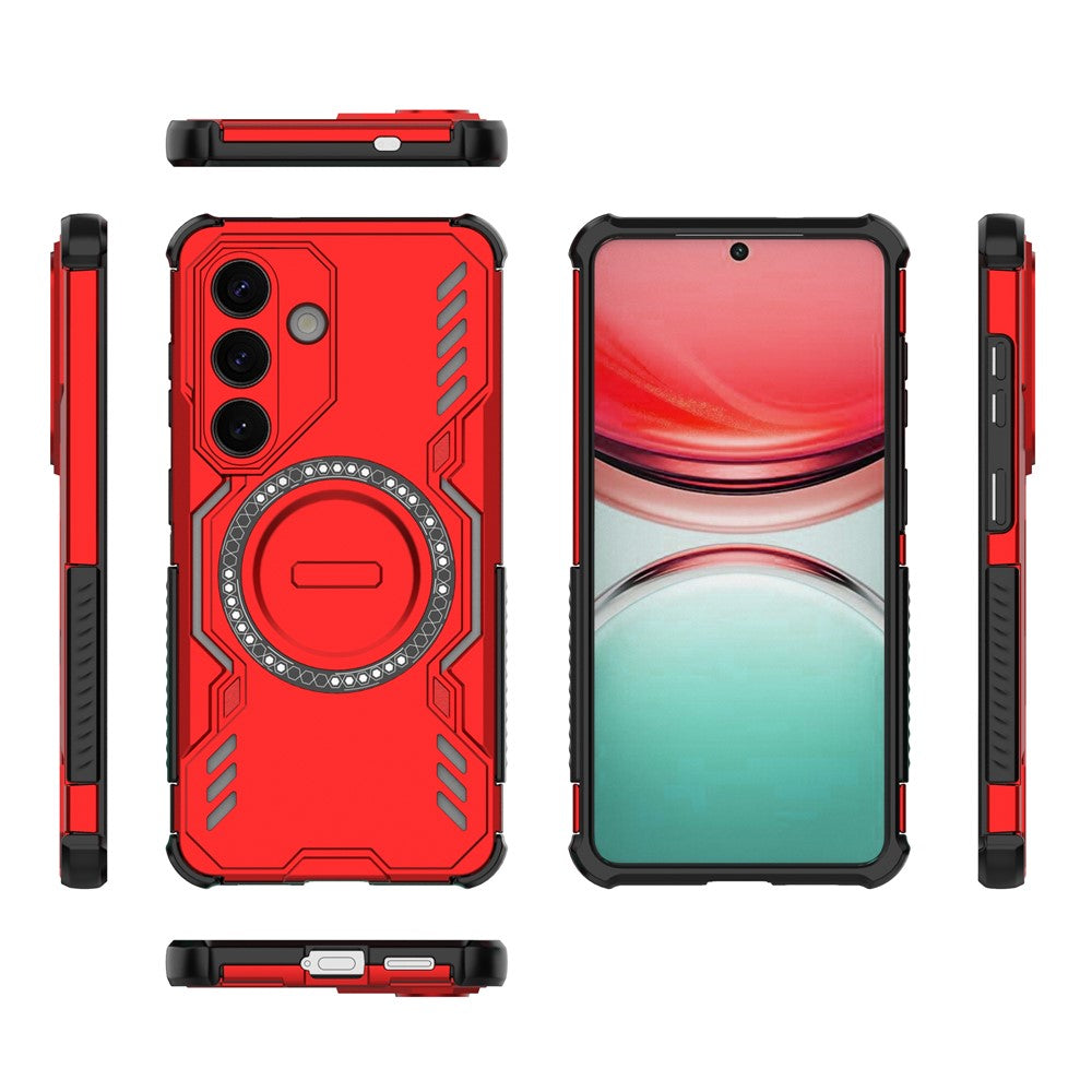 For-Samsung-Galaxy-S26-/-S26-Pro-Magnetic-Case-Butterfly-Armor-Hollow-Heat-Dissipation-PC-+-TPU-Phone-Cover-Red