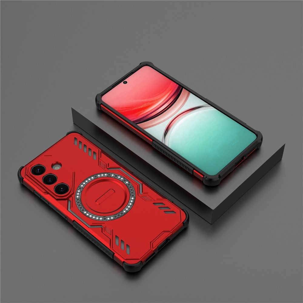 For-Samsung-Galaxy-S26-/-S26-Pro-Magnetic-Case-Butterfly-Armor-Hollow-Heat-Dissipation-PC-+-TPU-Phone-Cover-Red