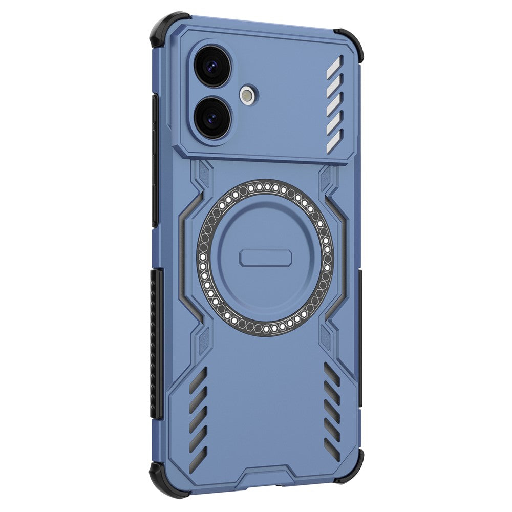 For-Samsung-Galaxy-S26-Edge-Magnetic-Case-Butterfly-Armor-Hollow-Heat-Dissipation-PC-+-TPU-Phone-Cover-Blue