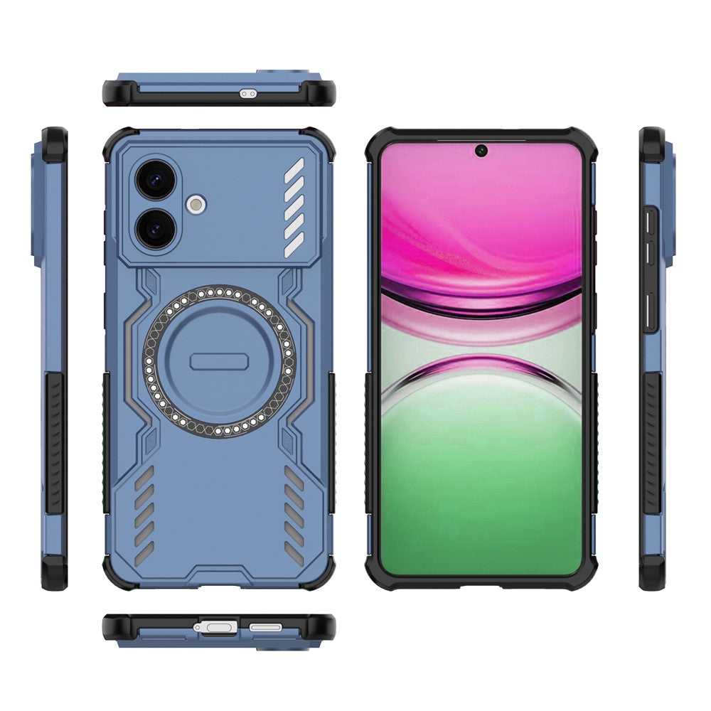 For-Samsung-Galaxy-S26-Edge-Magnetic-Case-Butterfly-Armor-Hollow-Heat-Dissipation-PC-+-TPU-Phone-Cover-Blue