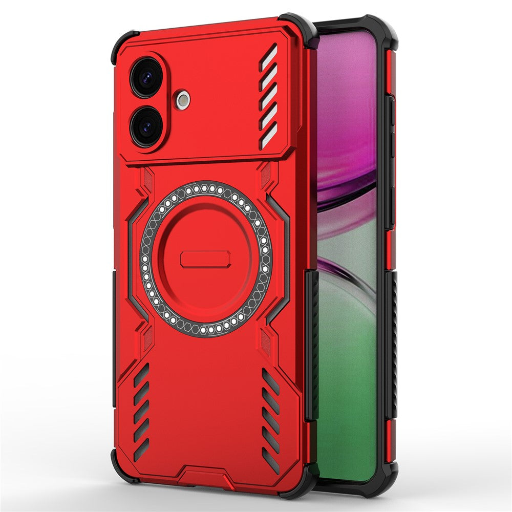 For-Samsung-Galaxy-S26-Edge-Magnetic-Case-Butterfly-Armor-Hollow-Heat-Dissipation-PC-+-TPU-Phone-Cover-Red