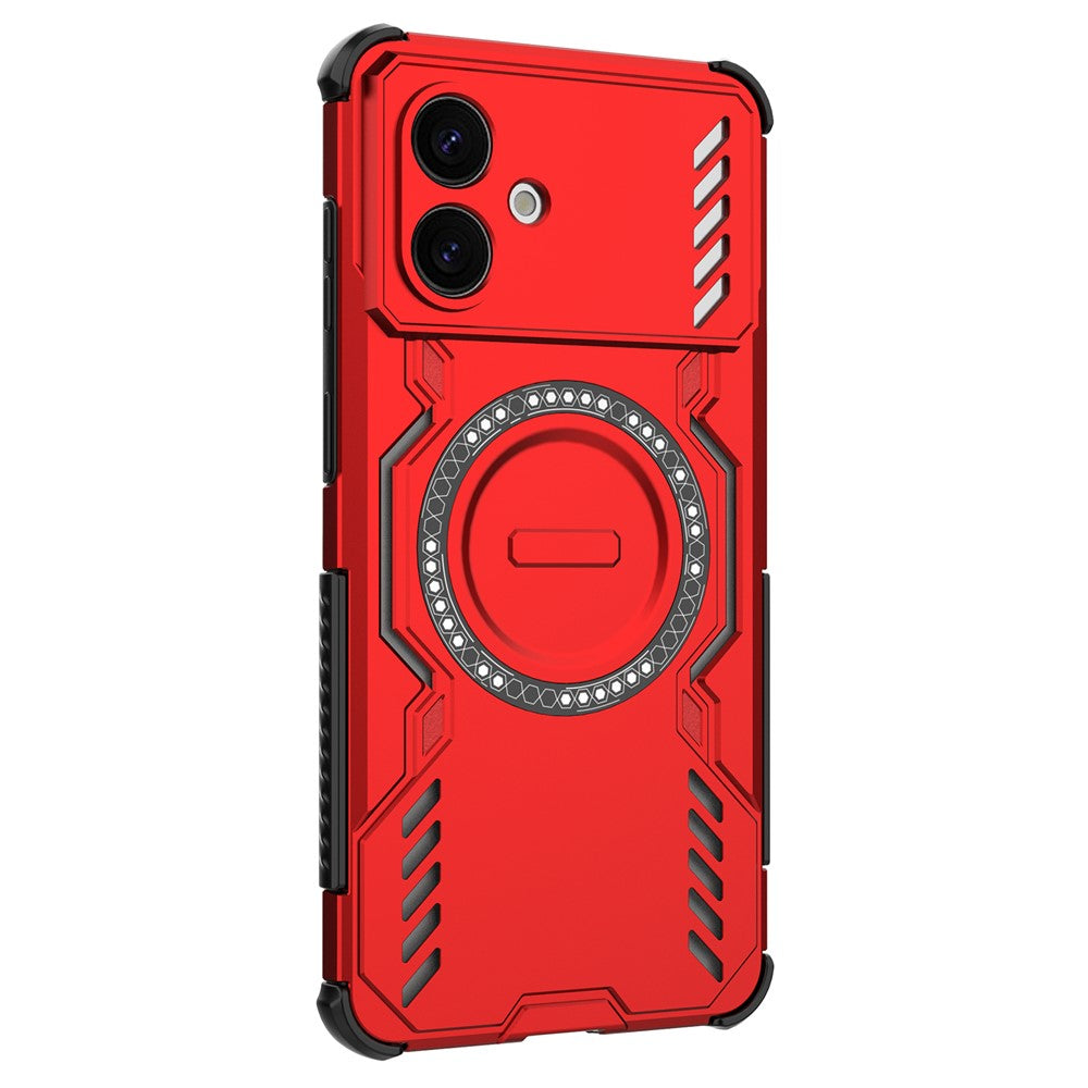 For-Samsung-Galaxy-S26-Edge-Magnetic-Case-Butterfly-Armor-Hollow-Heat-Dissipation-PC-+-TPU-Phone-Cover-Red