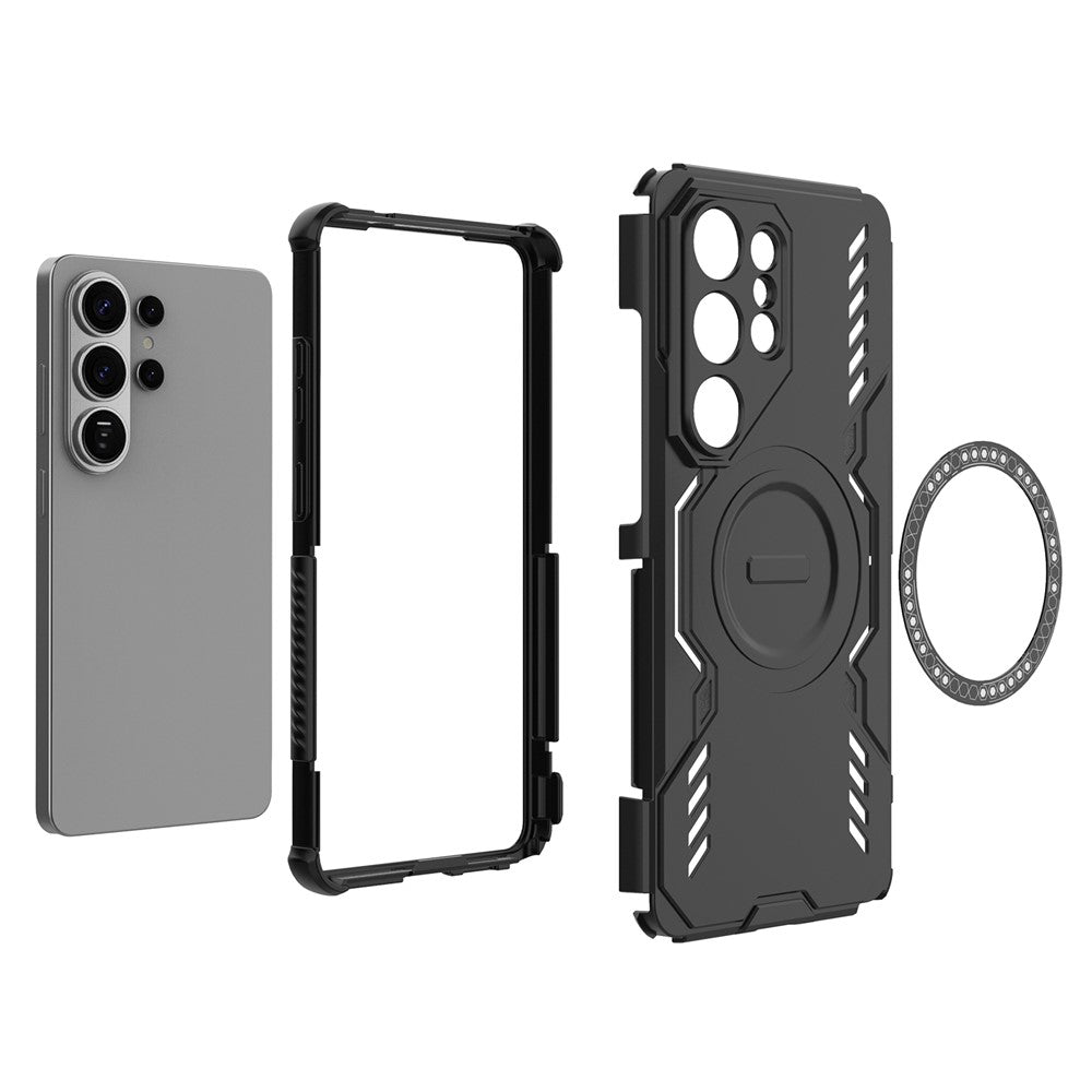 For-Samsung-Galaxy-S26-Ultra-Magnetic-Case-Butterfly-Armor-Hollow-Heat-Dissipation-PC-+-TPU-Phone-Cover-Black