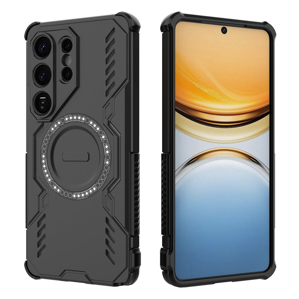 For-Samsung-Galaxy-S26-Ultra-Magnetic-Case-Butterfly-Armor-Hollow-Heat-Dissipation-PC-+-TPU-Phone-Cover-Black