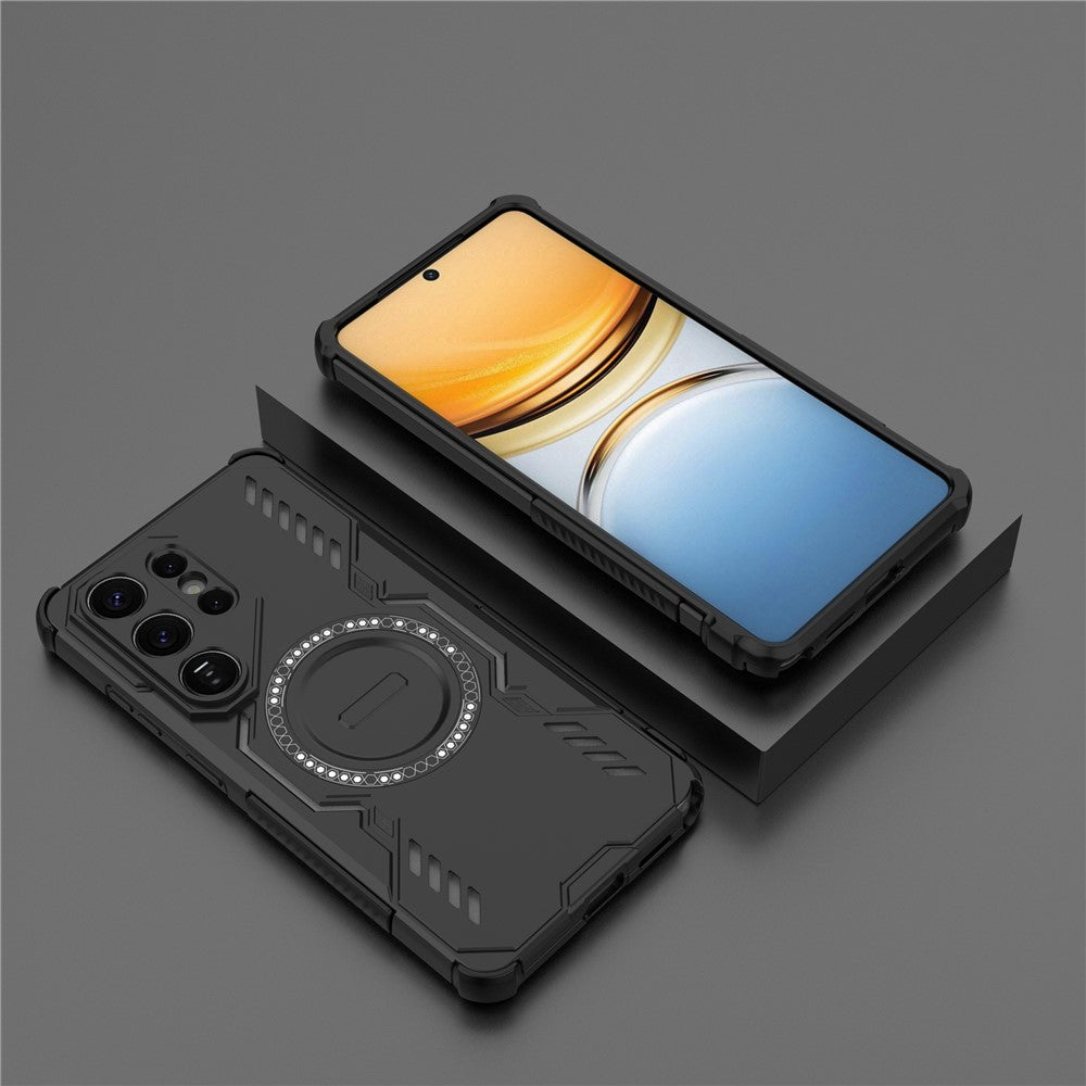 For-Samsung-Galaxy-S26-Ultra-Magnetic-Case-Butterfly-Armor-Hollow-Heat-Dissipation-PC-+-TPU-Phone-Cover-Black