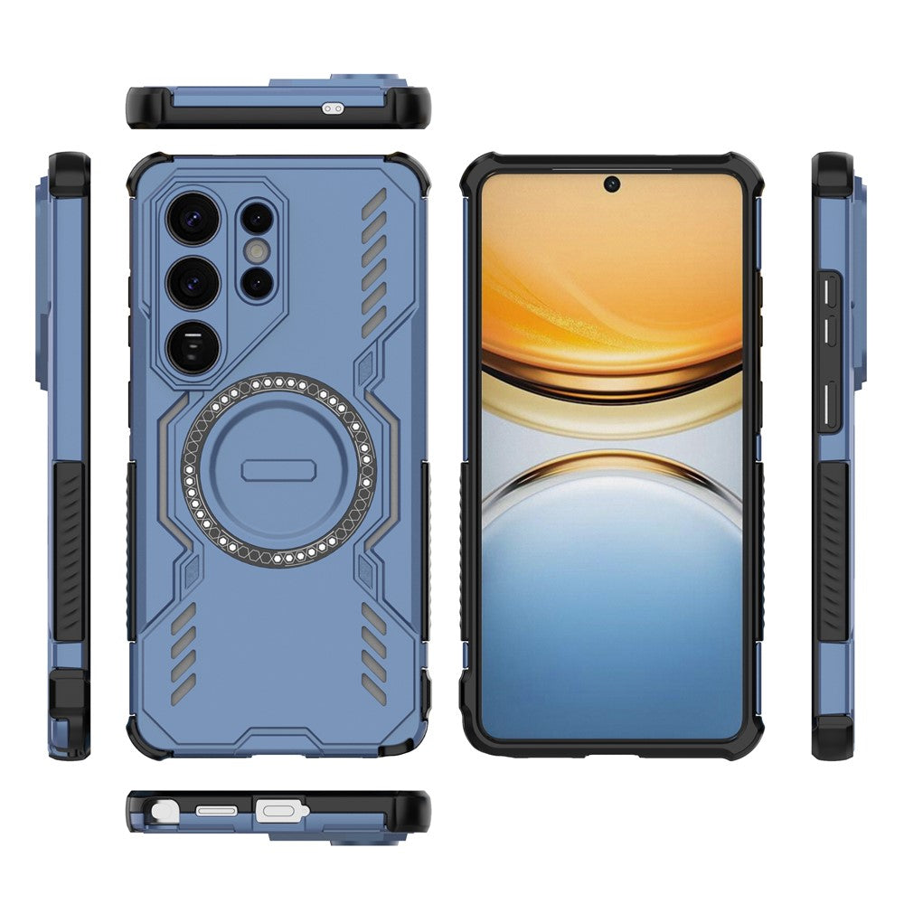 For-Samsung-Galaxy-S26-Ultra-Magnetic-Case-Butterfly-Armor-Hollow-Heat-Dissipation-PC-+-TPU-Phone-Cover-Blue