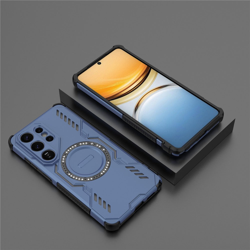 For-Samsung-Galaxy-S26-Ultra-Magnetic-Case-Butterfly-Armor-Hollow-Heat-Dissipation-PC-+-TPU-Phone-Cover-Blue