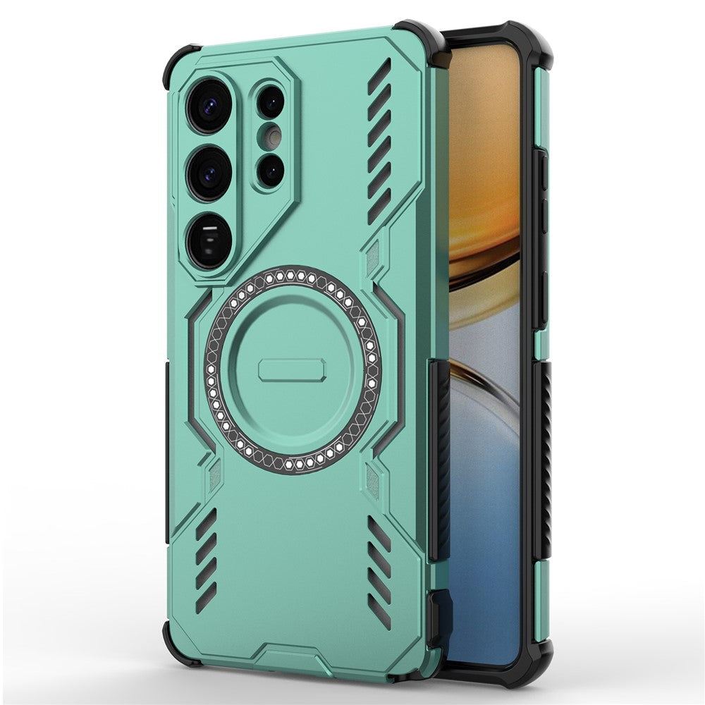 For-Samsung-Galaxy-S26-Ultra-Magnetic-Case-Butterfly-Armor-Hollow-Heat-Dissipation-PC-+-TPU-Phone-Cover-Green