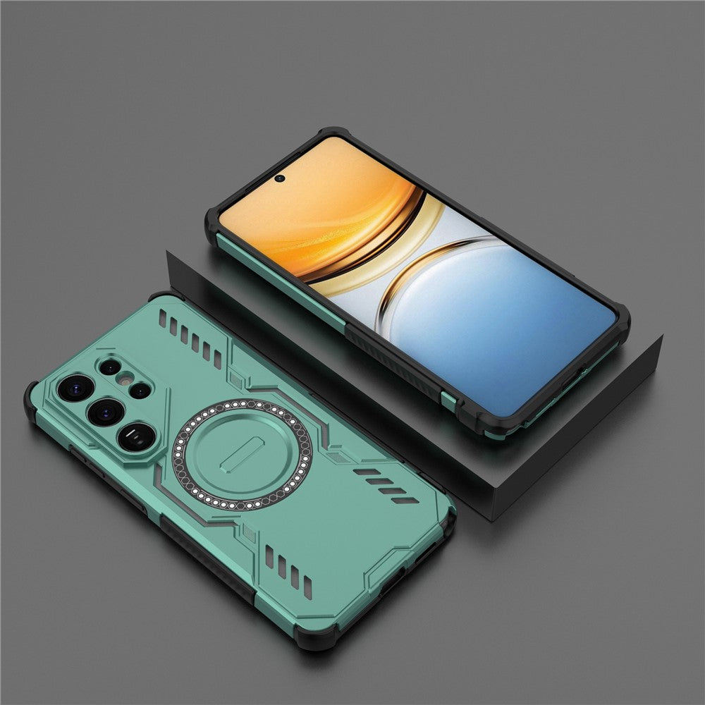 For-Samsung-Galaxy-S26-Ultra-Magnetic-Case-Butterfly-Armor-Hollow-Heat-Dissipation-PC-+-TPU-Phone-Cover-Green