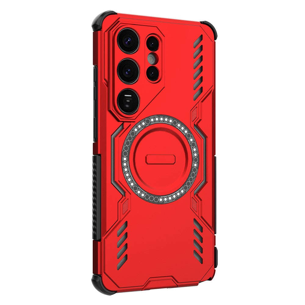 For-Samsung-Galaxy-S26-Ultra-Magnetic-Case-Butterfly-Armor-Hollow-Heat-Dissipation-PC-+-TPU-Phone-Cover-Red