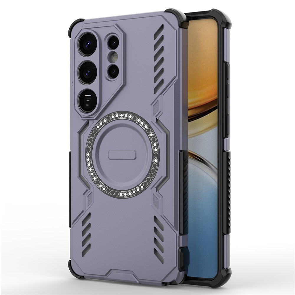 For-Samsung-Galaxy-S26-Ultra-Magnetic-Case-Butterfly-Armor-Hollow-Heat-Dissipation-PC-+-TPU-Phone-Cover-Purple