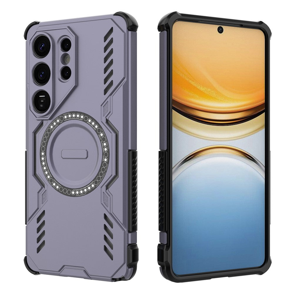 For-Samsung-Galaxy-S26-Ultra-Magnetic-Case-Butterfly-Armor-Hollow-Heat-Dissipation-PC-+-TPU-Phone-Cover-Purple