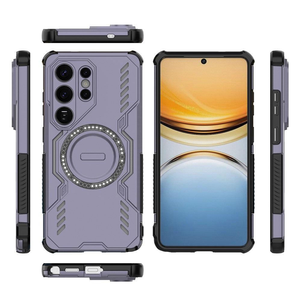 For-Samsung-Galaxy-S26-Ultra-Magnetic-Case-Butterfly-Armor-Hollow-Heat-Dissipation-PC-+-TPU-Phone-Cover-Purple