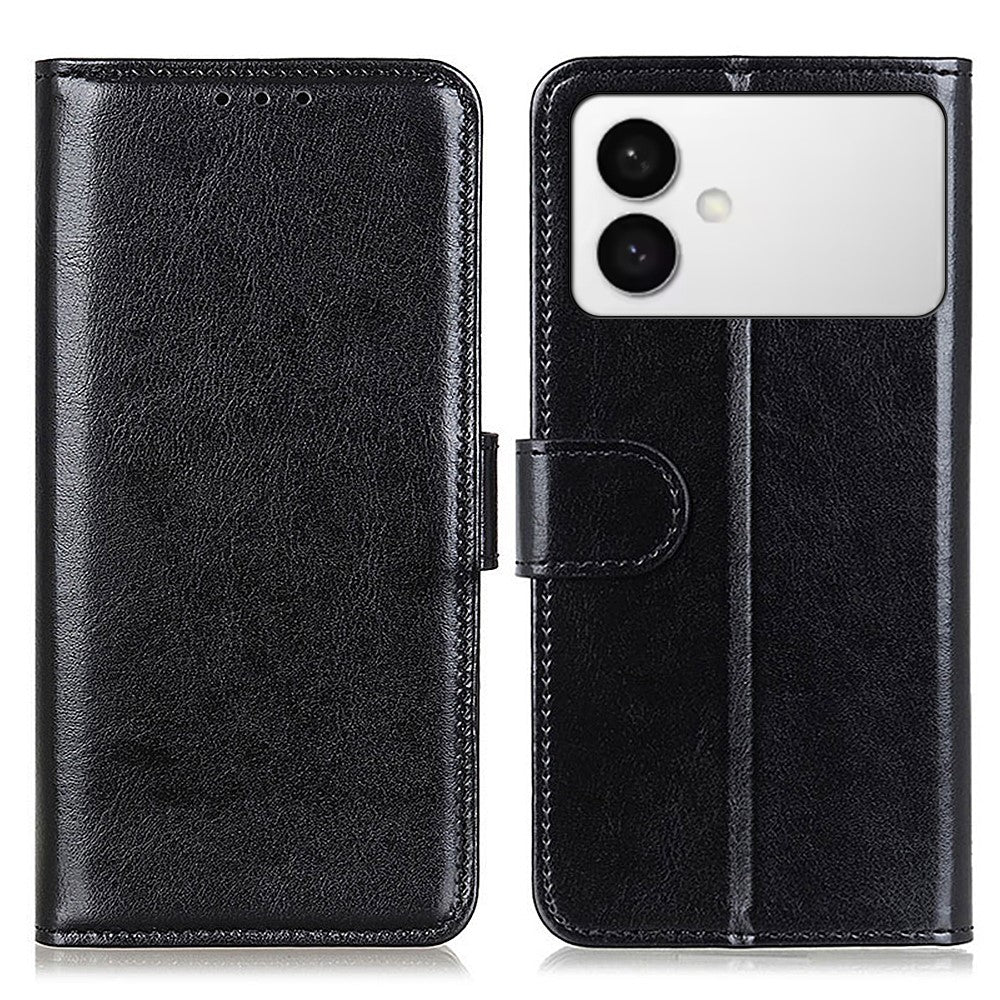 For-Samsung-Galaxy-S26-Edge-Case-Crazy-Horse-Texture-PU-Leather-Phone-Stand-Cover-Black