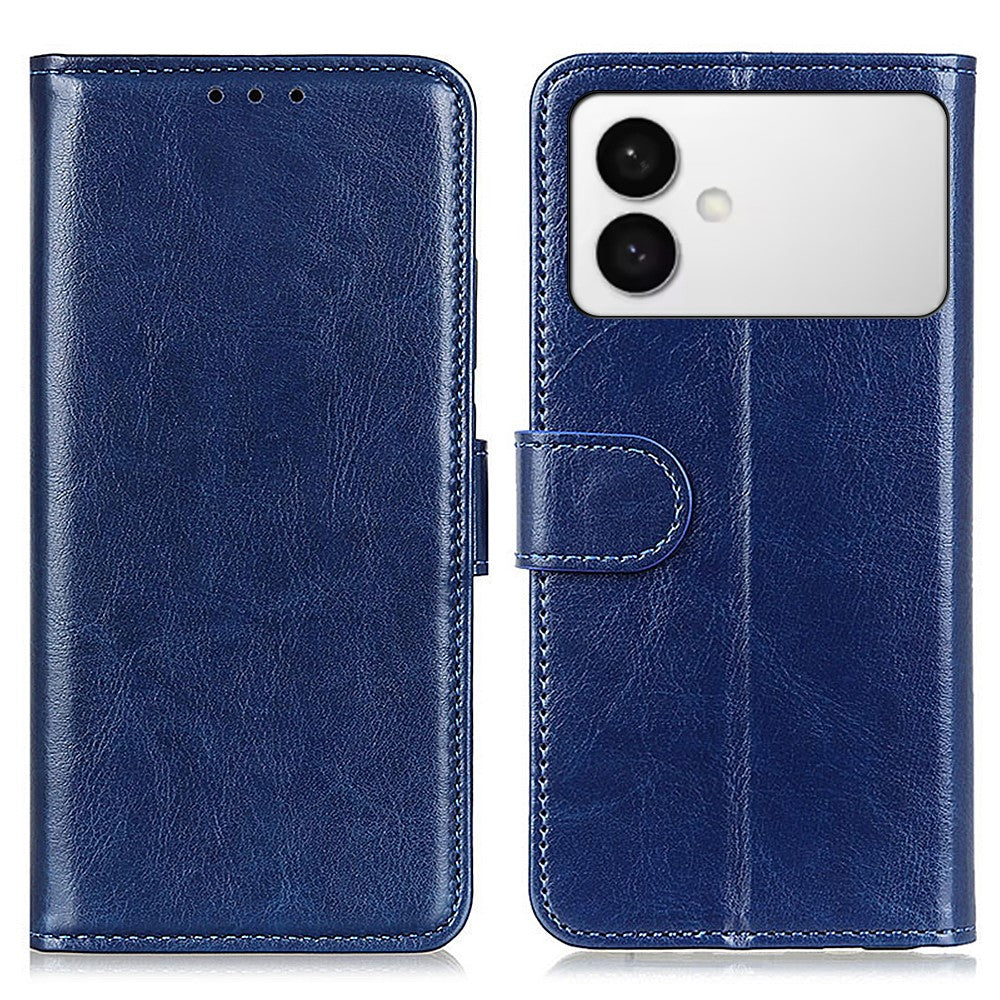 For-Samsung-Galaxy-S26-Edge-Case-Crazy-Horse-Texture-PU-Leather-Phone-Stand-Cover-Blue