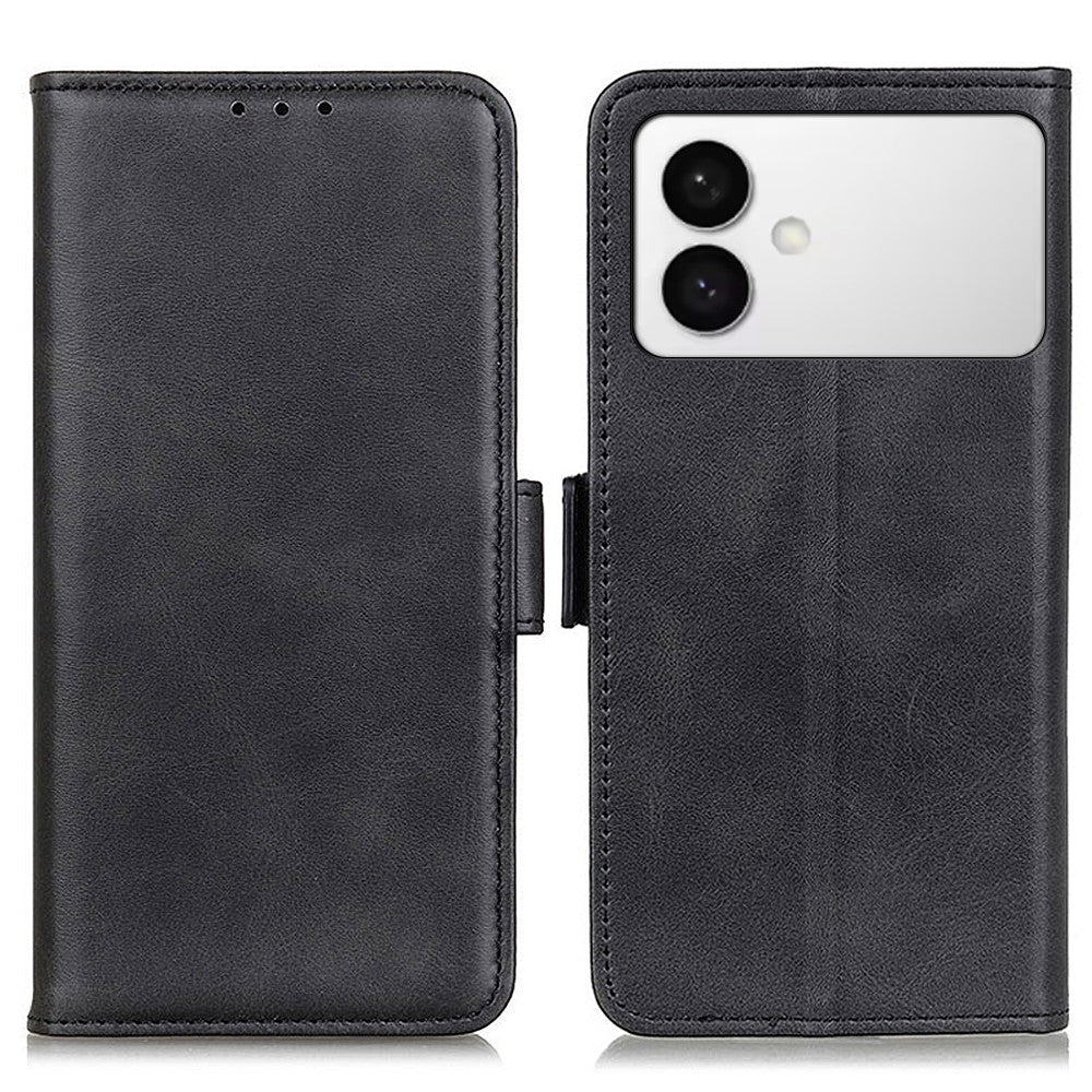 For-Samsung-Galaxy-S26-Edge-Case-Stand-Cowhide-Texture-PU-Leather-Phone-Cover-Black