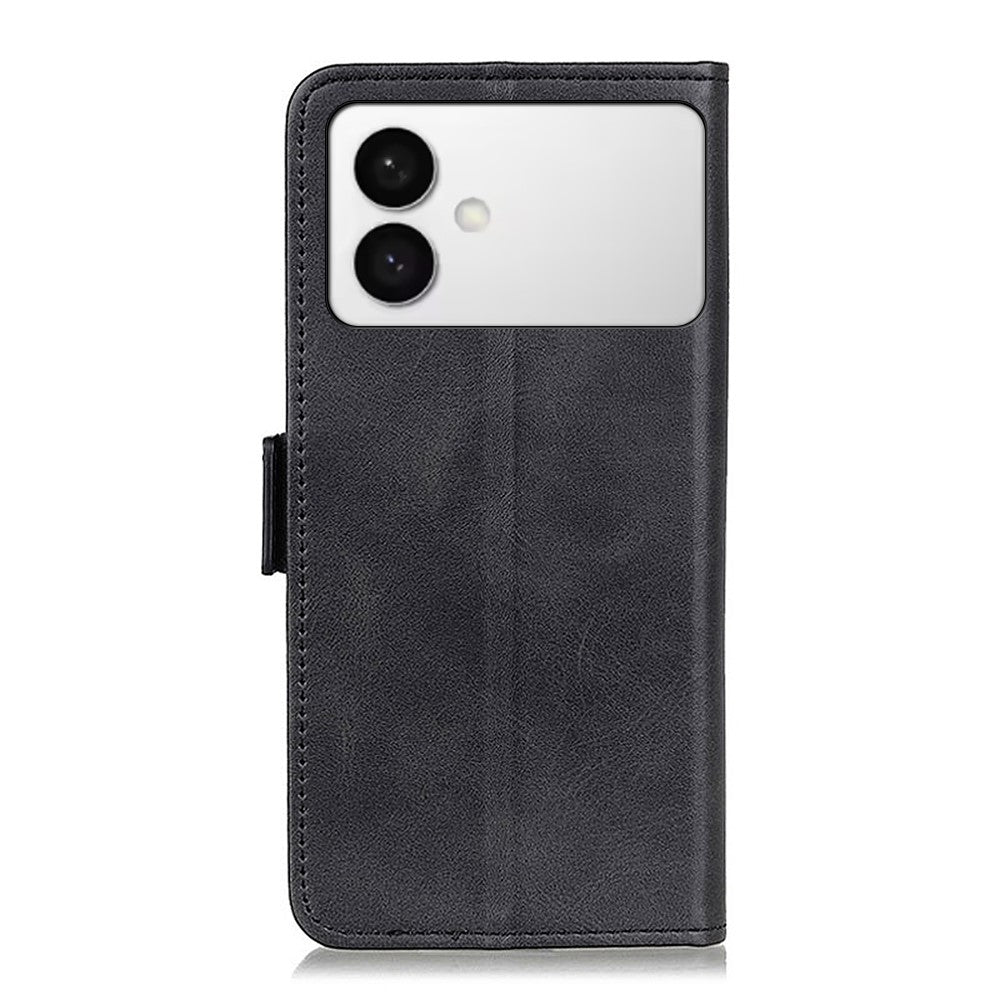 For-Samsung-Galaxy-S26-Edge-Case-Stand-Cowhide-Texture-PU-Leather-Phone-Cover-Black