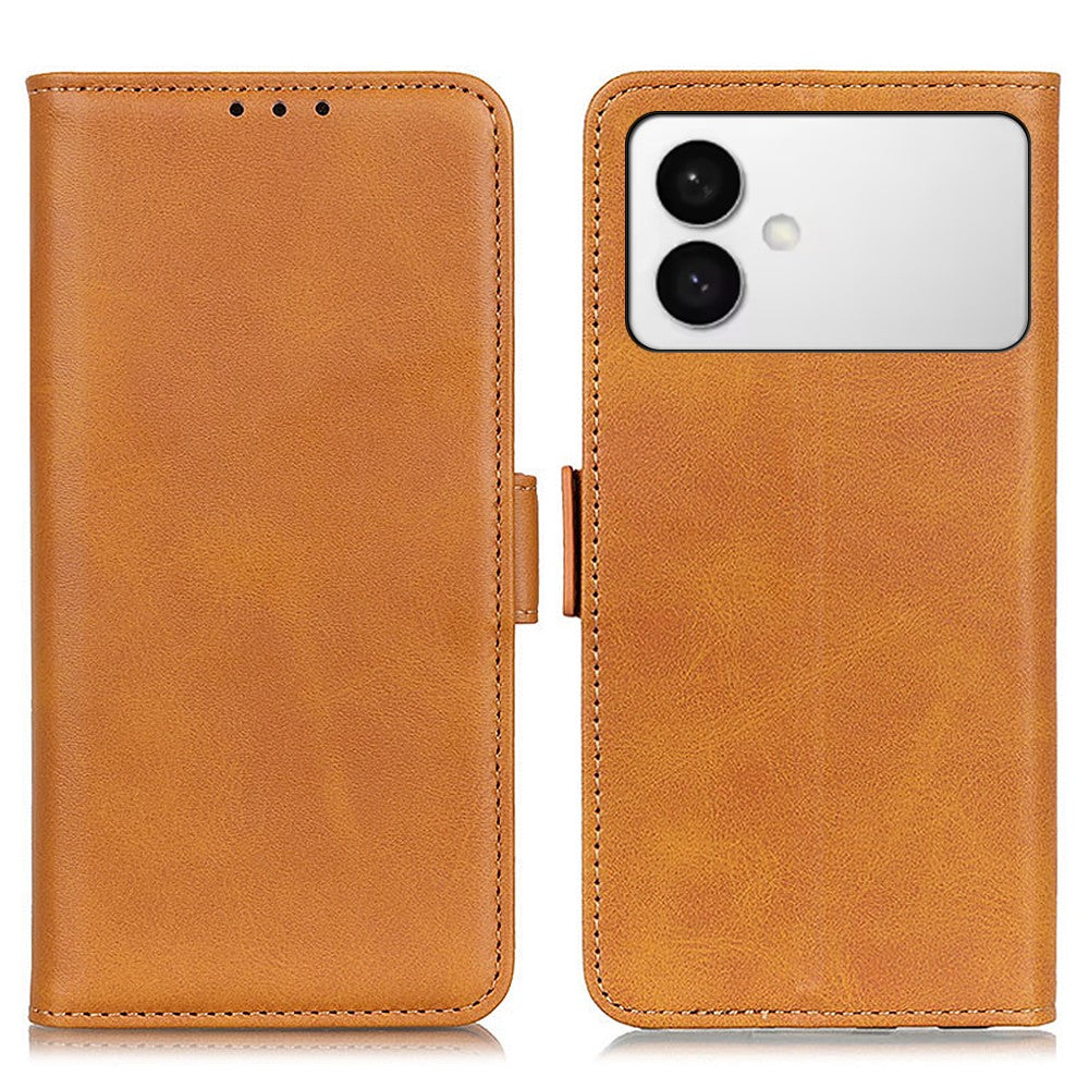For-Samsung-Galaxy-S26-Edge-Case-Stand-Cowhide-Texture-PU-Leather-Phone-Cover-Yellow