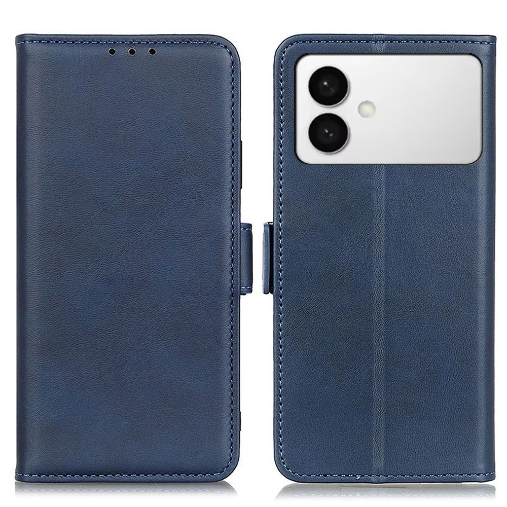 For-Samsung-Galaxy-S26-Edge-Case-Stand-Cowhide-Texture-PU-Leather-Phone-Cover-Blue