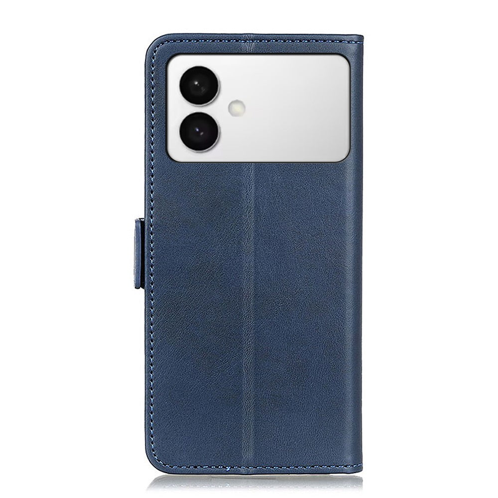 For-Samsung-Galaxy-S26-Edge-Case-Stand-Cowhide-Texture-PU-Leather-Phone-Cover-Blue