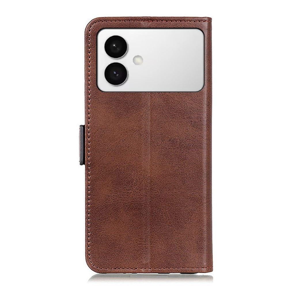 For-Samsung-Galaxy-S26-Edge-Case-Stand-Cowhide-Texture-PU-Leather-Phone-Cover-Brown