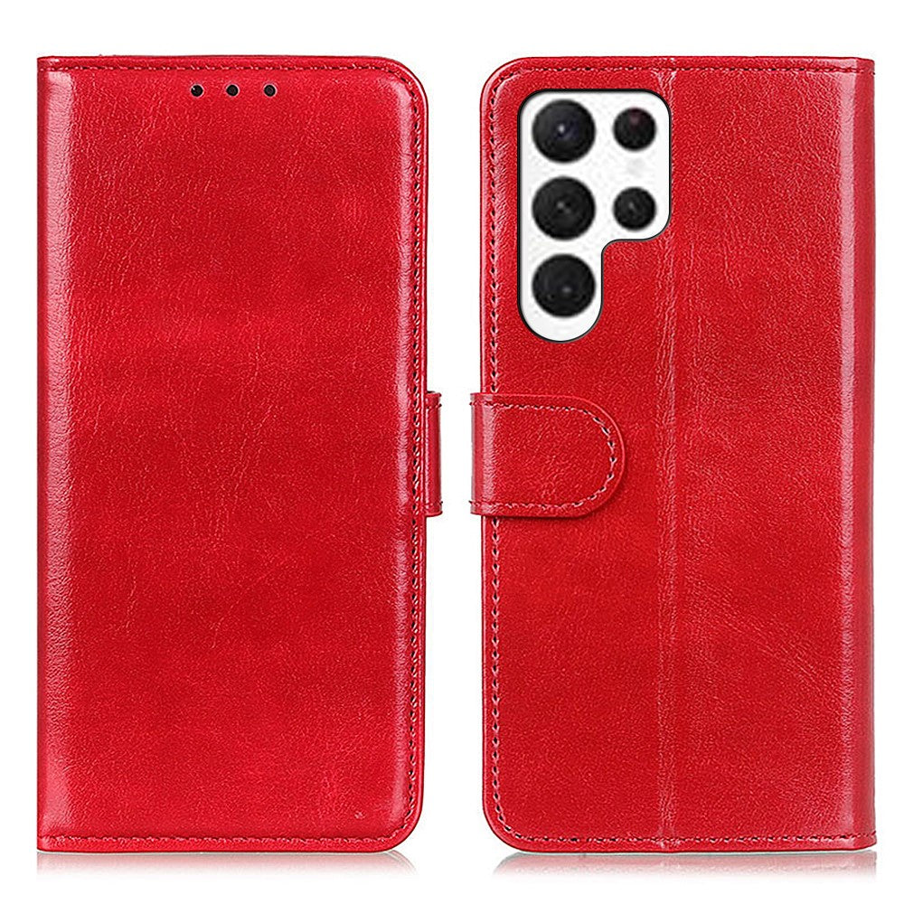 For-Samsung-Galaxy-S26-Ultra-Case-Crazy-Horse-Texture-PU-Leather-Phone-Stand-Cover-Red