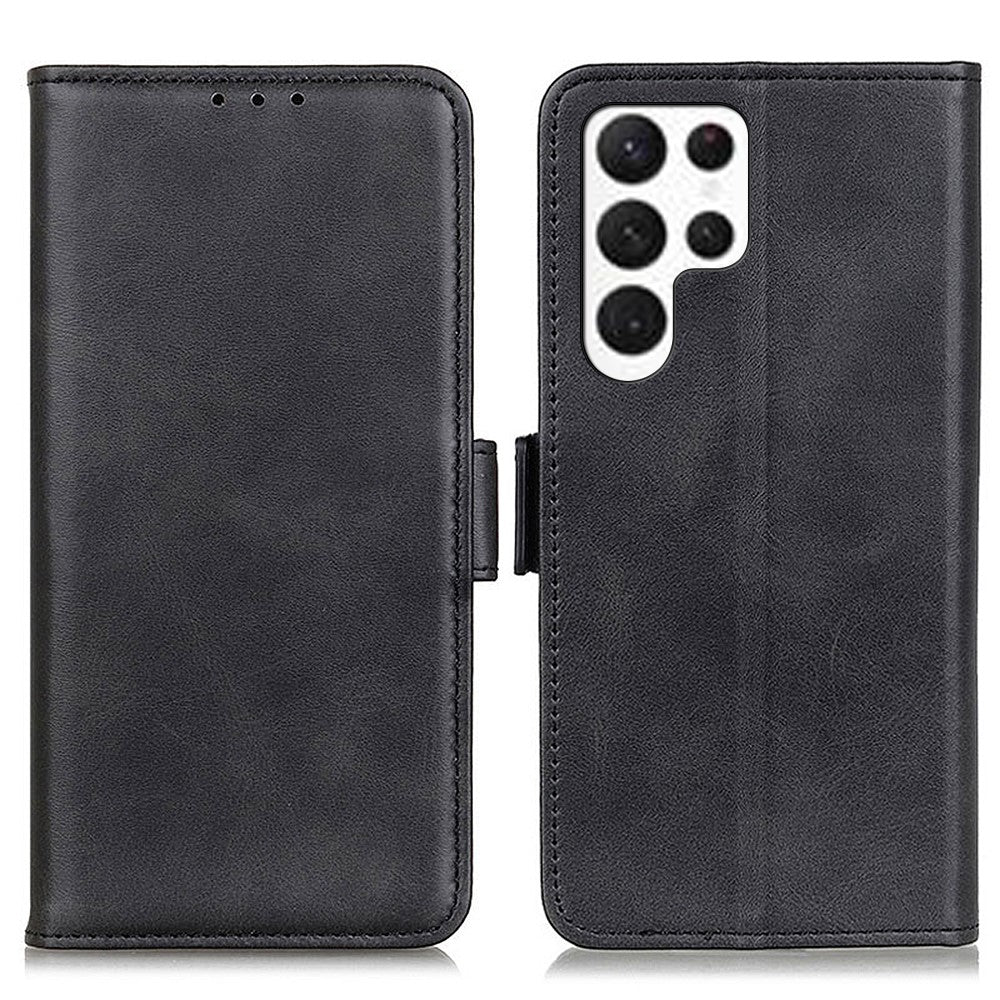 For-Samsung-Galaxy-S26-Ultra-Case-Stand-Cowhide-Texture-PU-Leather-Phone-Cover-Black