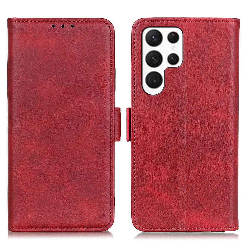 For-Samsung-Galaxy-S26-Ultra-Case-Stand-Cowhide-Texture-PU-Leather-Phone-Cover-Red