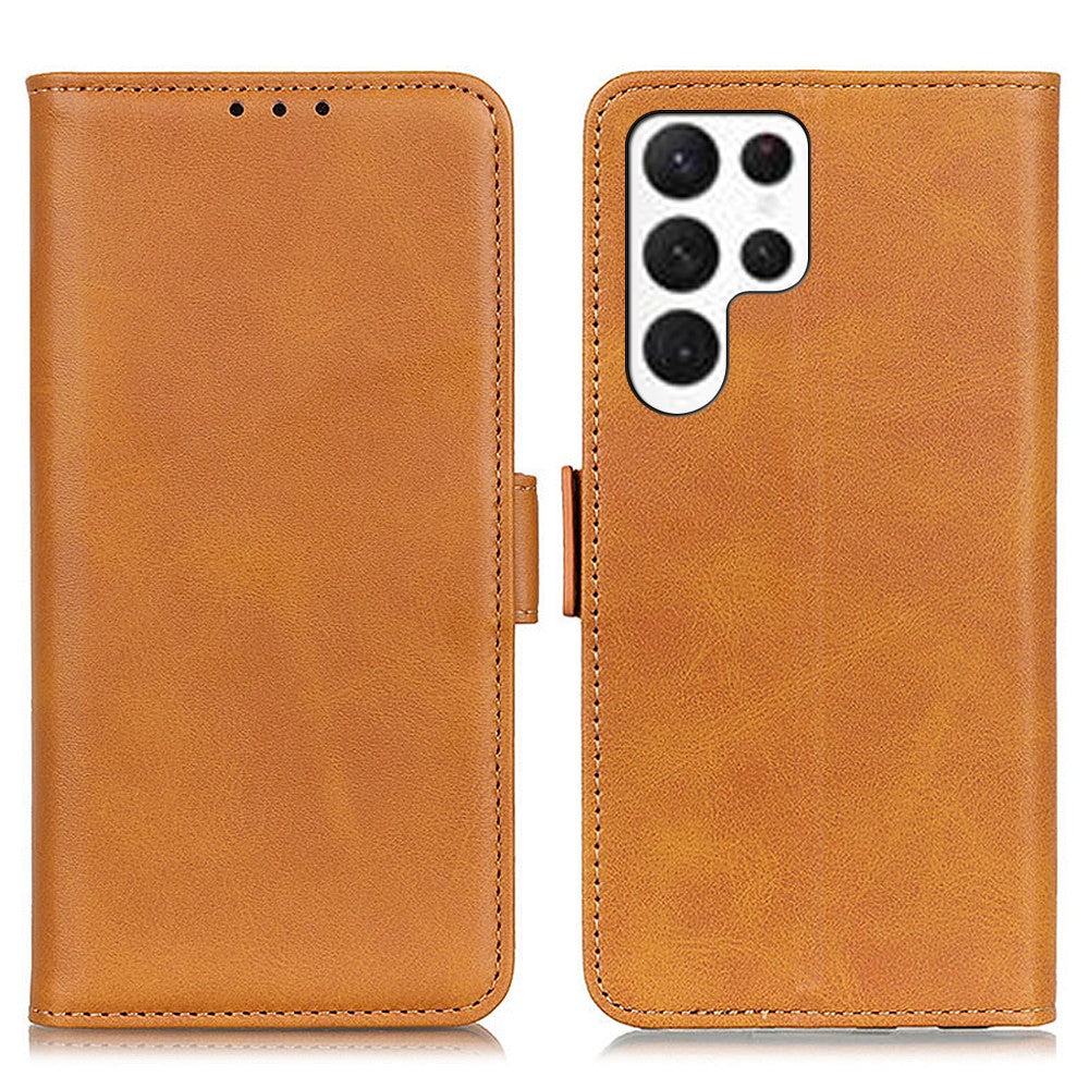 For-Samsung-Galaxy-S26-Ultra-Case-Stand-Cowhide-Texture-PU-Leather-Phone-Cover-Yellow