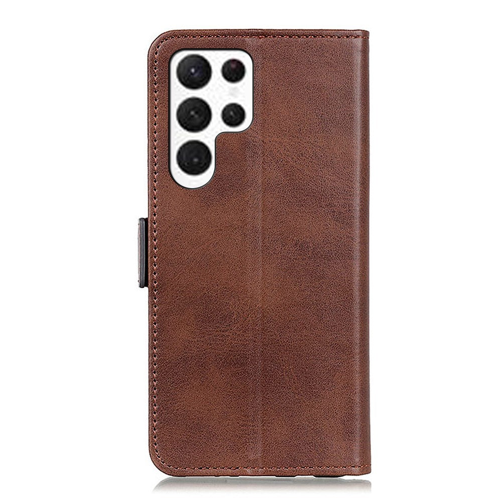 For-Samsung-Galaxy-S26-Ultra-Case-Stand-Cowhide-Texture-PU-Leather-Phone-Cover-Brown
