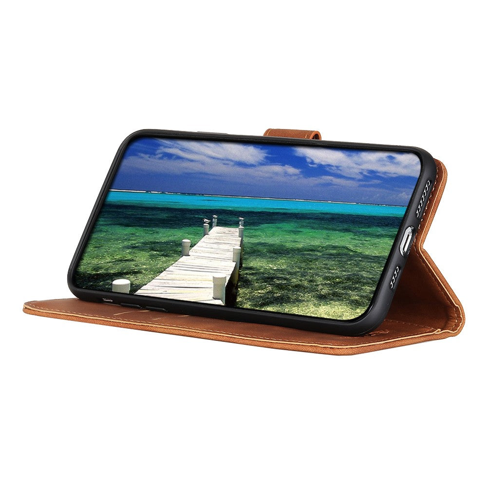 KHAZNEH For Xiaomi Redmi Note 15 Pro 5G (Global) Case PU Leather Retro Texture Phone Cover - Brown