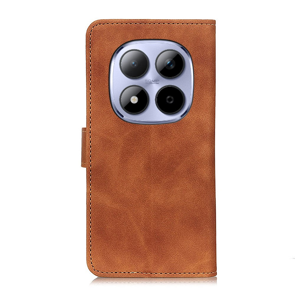 KHAZNEH For Xiaomi Redmi Note 15 Pro 5G (Global) Case PU Leather Retro Texture Phone Cover - Brown