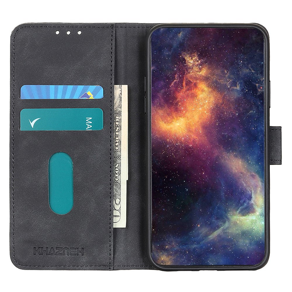 KHAZNEH For Xiaomi Redmi Note 15 Pro 5G (Global) Case PU Leather Retro Texture Phone Cover - Black