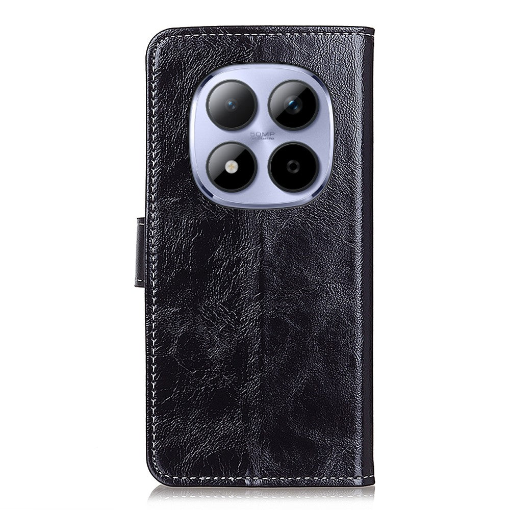 For Xiaomi Redmi Note 15 Pro 5G (Global) Case Wallet Leather Phone Cover Crazy Horse Texture - Black