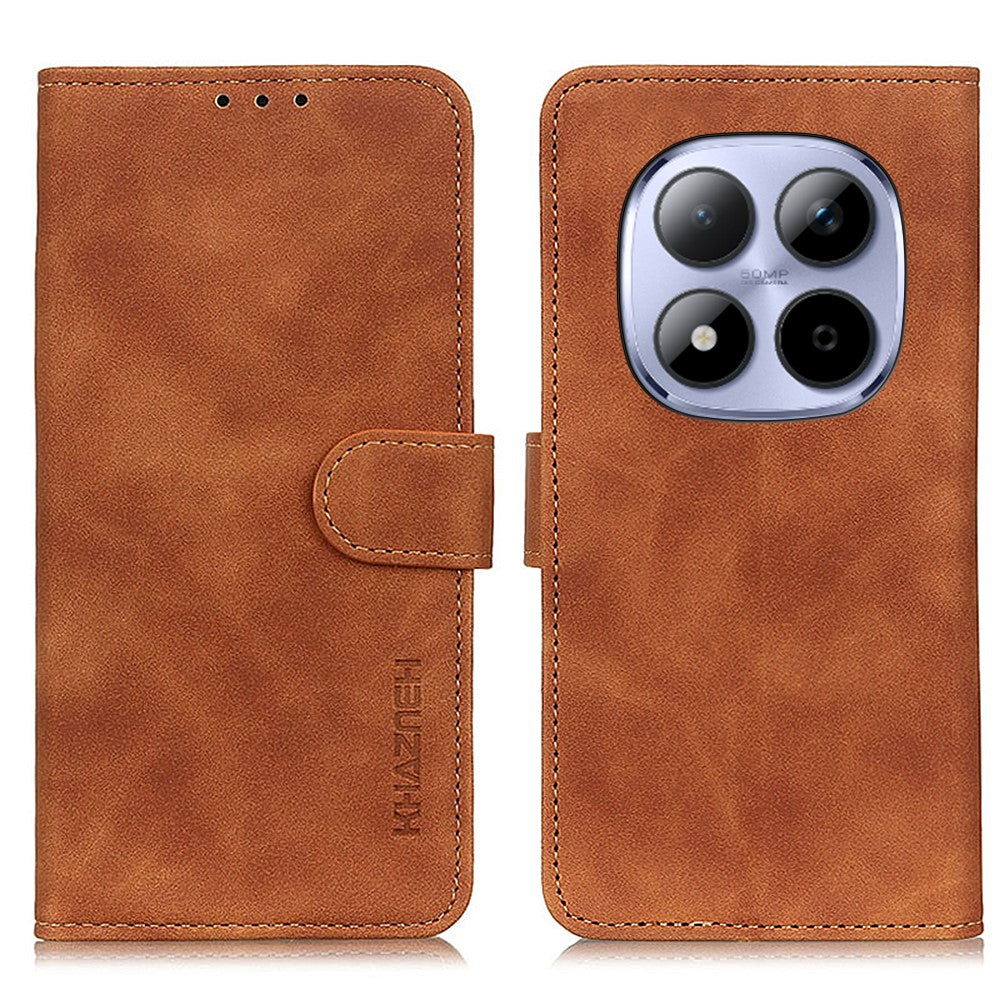 KHAZNEH For Xiaomi Poco M8 Pro 5G / Redmi Note 15 Pro+ 5G (Global) Case PU Leather Retro Texture Phone Cover - Brown